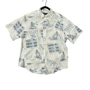 NWT Roundtree & Yorke Y2K Nautical Boat Hawaiian Button Up Shirt Size XL Resort